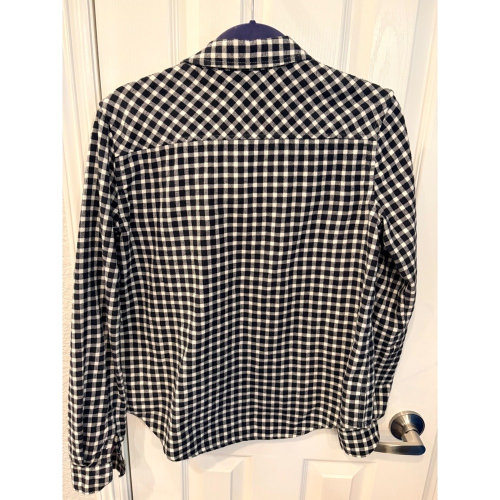 Paige Button Down Shirt Black White Gingham Cotton Plaid Long Sleeve Blouse M - Picture 3 of 5